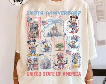 Disneyland 250th Anniversary USA Shirt, Mickey and Friends 4th of July 2026 Tee, Retro United State of America Patriotic Disneyland Shirt