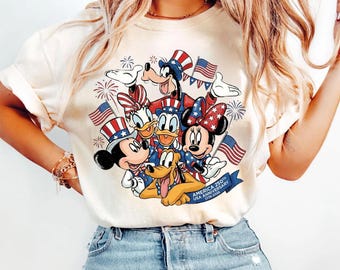 Mickey and Friends 4th July 2026 Shirt, Disneyland Independence Day Tee, Disneyland Family, Walt Disneyland World T-shirt