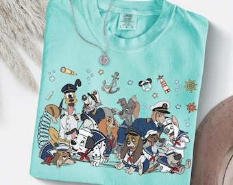 Disneyland Dog Characters Group Cruise T-Shirt, Disneyland Cruise Trip 2026, Cruise Family Matching Shirt, Pluto Lady and Tramp Slinky Dog
