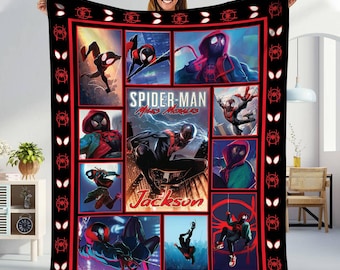 Miles Morales Spider-Man Fleece Blanket | Spider-Man Across the Spider-Verse Blanket | Superhero Avengers Throw Blanket for Bed Couch Sofa