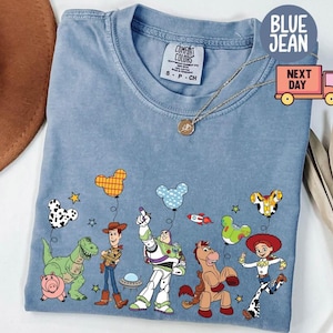 Comfort Colors Toy Story Balloons Shirt, Vintage Pixar Movie Characters Toy Story Gift Shirt,Toy Story Family Matching Pixar Movie Shirt image 1