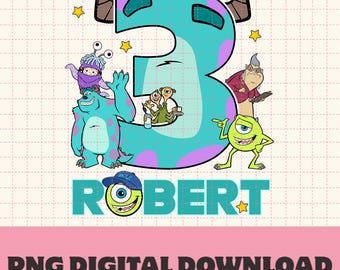 パーソナライズされたモンスターインクの誕生日ボーイPNG、モンスターファミリーの誕生日パーティー、カスタムモンスター誕生日ボーイPNG、マイクとサリー、デジタルダウンロード