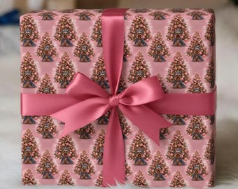 Pink Yorkshire Terrier Christmas Wrapping Paper, Yorkie Lover's Gift Wrap