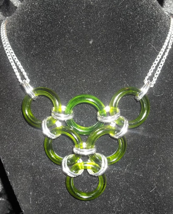 Items similar to Green Wine Bottle Ring Necklace on Etsy