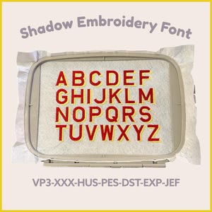 Virale slagschaduw blokletter 6 maten, A-Z gesorteerd, vulsteekmonogram machinaal borduuralfabet, sportlettertype
