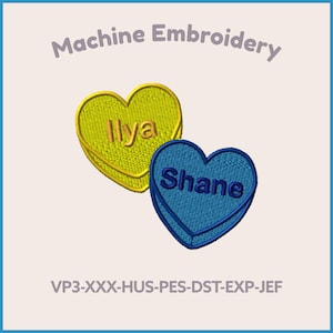Rivalité de hockey Shane Ilya Candy Hearts Fichier de broderie Machine 3 tailles Motif de broderie LGBT