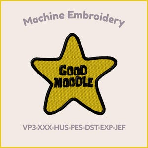 Good Noodle Sponge Gold Star Machine Embroidery File 3 Sizes Embroidery Design