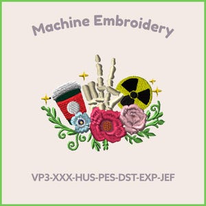 Xray Tech Floral Maschinenstickdatei 4 Größen Stickdatei