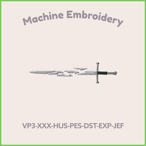 Archivo de bordado a máquina de Shattered Sword (4 tamaños) Diseño de bordado ESDLA