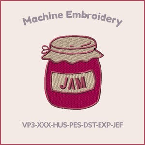 Jar of Jam Machine Embroidery File 5 Sizes Jam Preserves Jar Embroidery Design