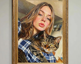 Custom oil painting from photo Custom portrait commissions Family portrait oil paintings Hand-Painted Pet Portrait  Gifts for family