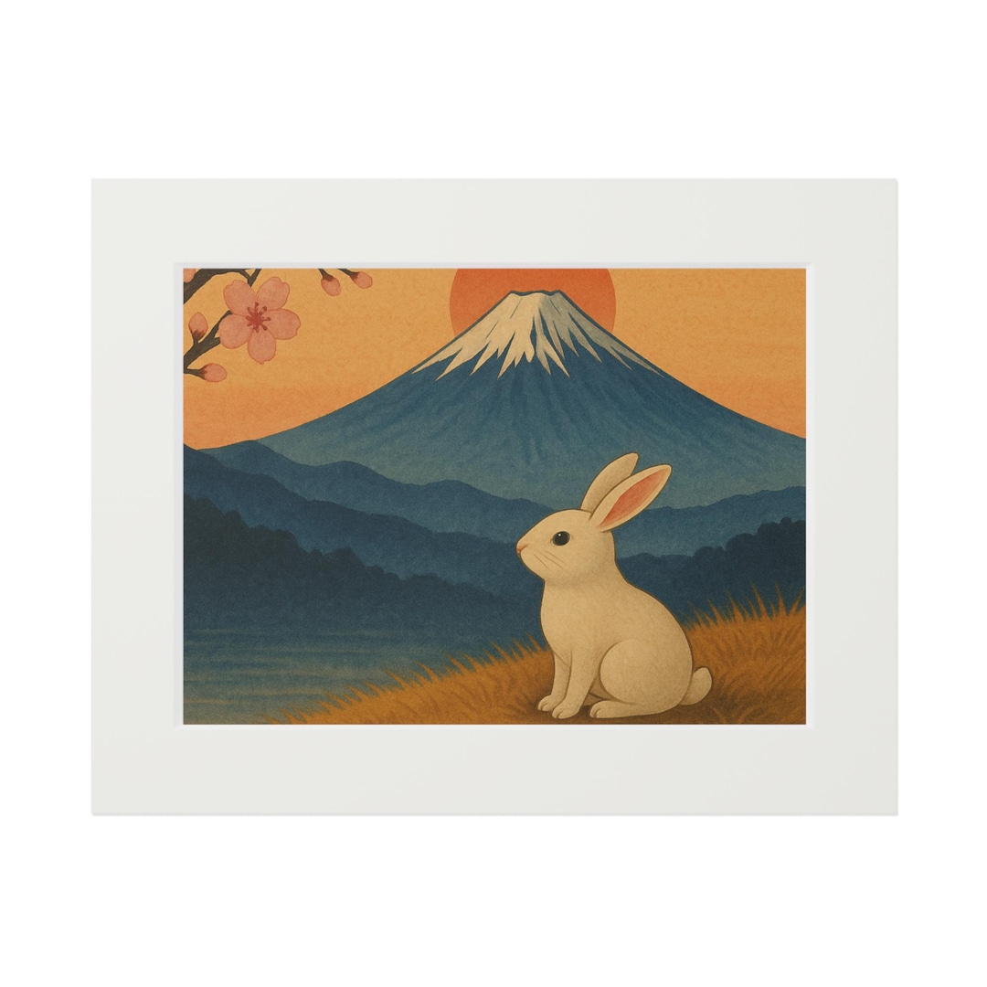 Japanese Fuji Mountain Rabbit Art – Cute Ukiyo-e Inspired Poster, Fuji ...