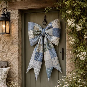 Quilted Bow Sewing Pattern PDF Oversized Patchwork Fabric Bow 3 Sizes Confident Beginner Door Decor Digital Download