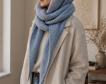 Hooded Scarf Pattern | Knitted Hood Scarf PDF | Sophie Style Garter Stitch Scoodie with i-Cord Edge | S M L | Knitting Pattern