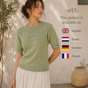 knitting pattern for knit top with lace | Digital Download