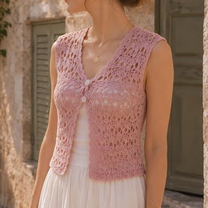 Patrón de chaleco de ganchillo en PDF / Chaleco largo de encaje / Patrón de ganchillo boho para mujer / Tallas S–XXXL / Descarga instantánea / Ideal para principiantes