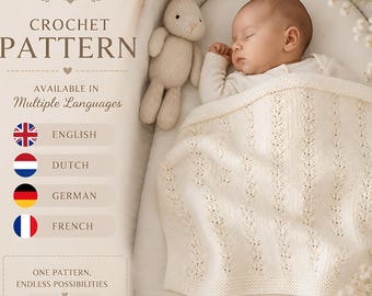 Whispered Vines Blanket Knitting Pattern PDF | Beginner-Friendly Lace Baby Blanket | Modern Textured Throw in 3 Sizes | US 7 / 4.5 mm