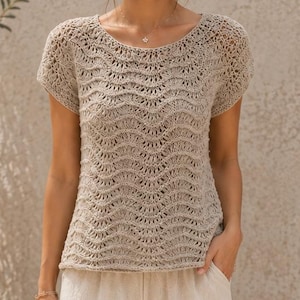 Breipatroon pdf, golftop dames, patroon trui merinowol, top-down gebreide top, digitaal breipatroon, zomergebreide top
