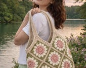 Sunflower Crochet Bag Pattern PDF - DIY Granny Square Tote Purse
