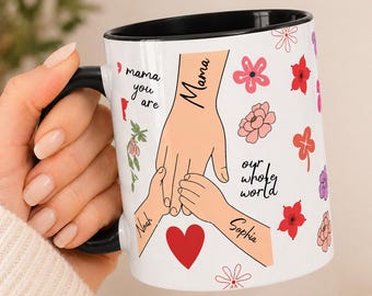 Mom Mug, Personalized Mom Cup, Custom Mama Cup, Mom Gifts with Kids Names, Mommy Birthday Mothers Day Gifts from Children