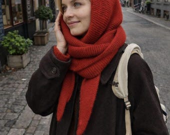Hooded Scarf Knit Pattern, Garter Stitch PDF Digital Download