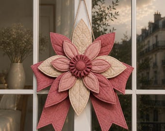 Quilted Fabric Flower Bow PDF Sewing Pattern | Big Layered Bow Pattern | DIY Hair Bow Brooch Wreath Tutorial | Instant Download