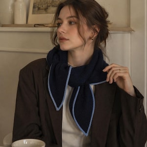 Anleitung Schal stricken | glatt rechts gestrickter Schal mit Kontrastkante | Kaschmirgarn stricken PDF | Anfängerfreundlich