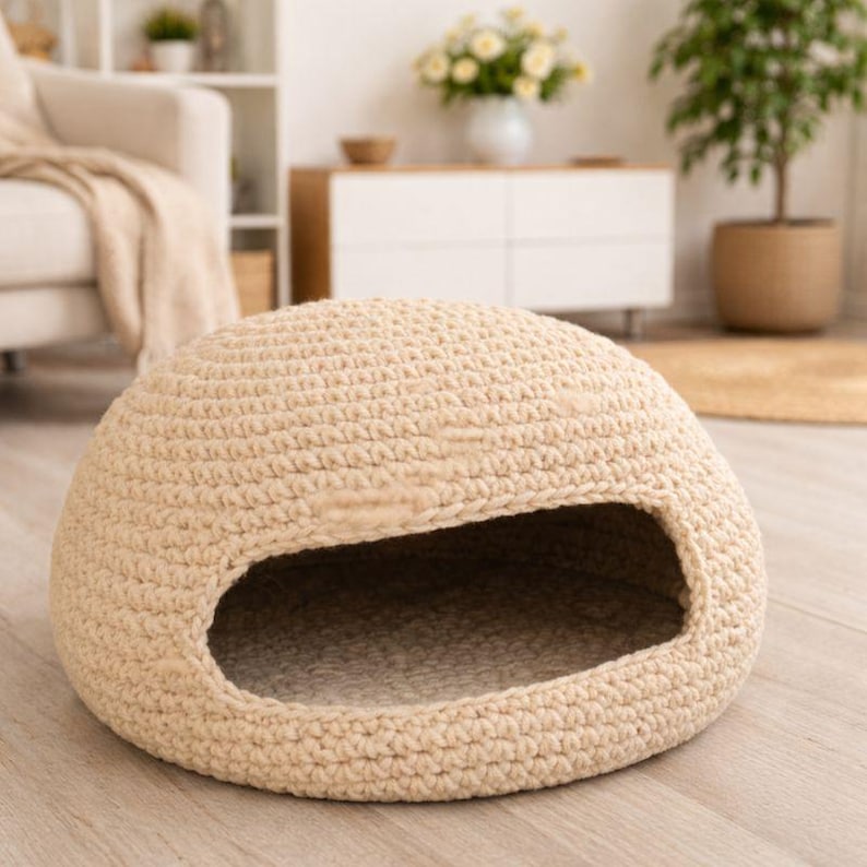 Cat House Crochet Pattern PDF, Bulky Yarn Indoor Pet Bed - Etsy