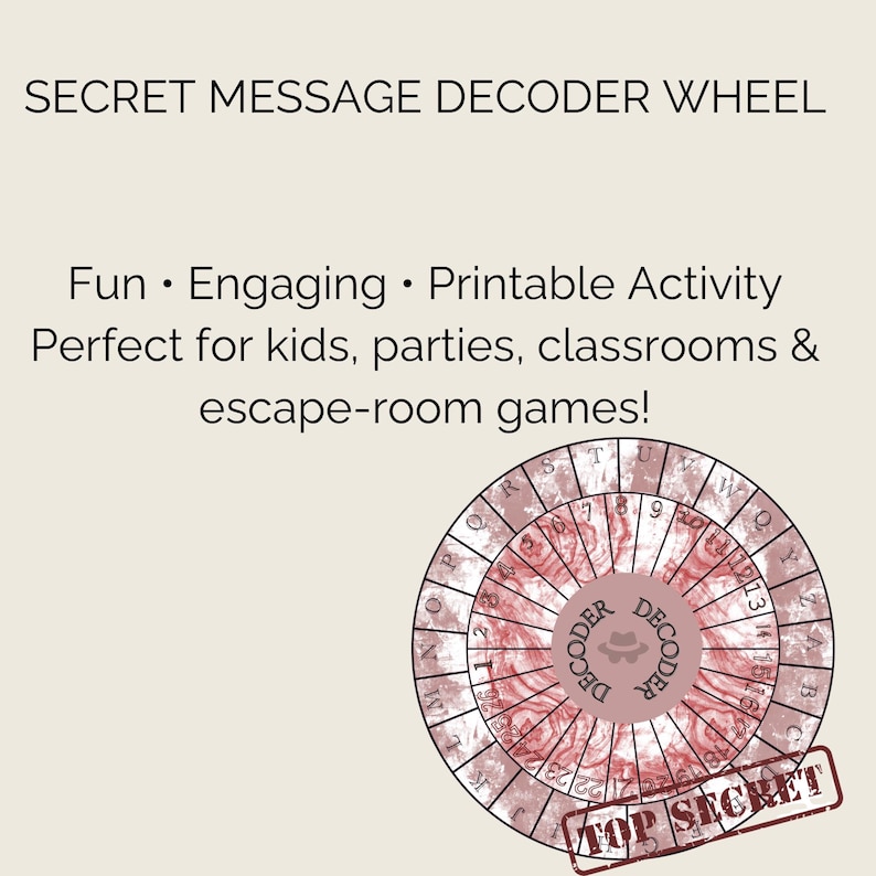 Spy Decoder Wheel Printable • Secret Code Cipher (digital Download) - Etsy