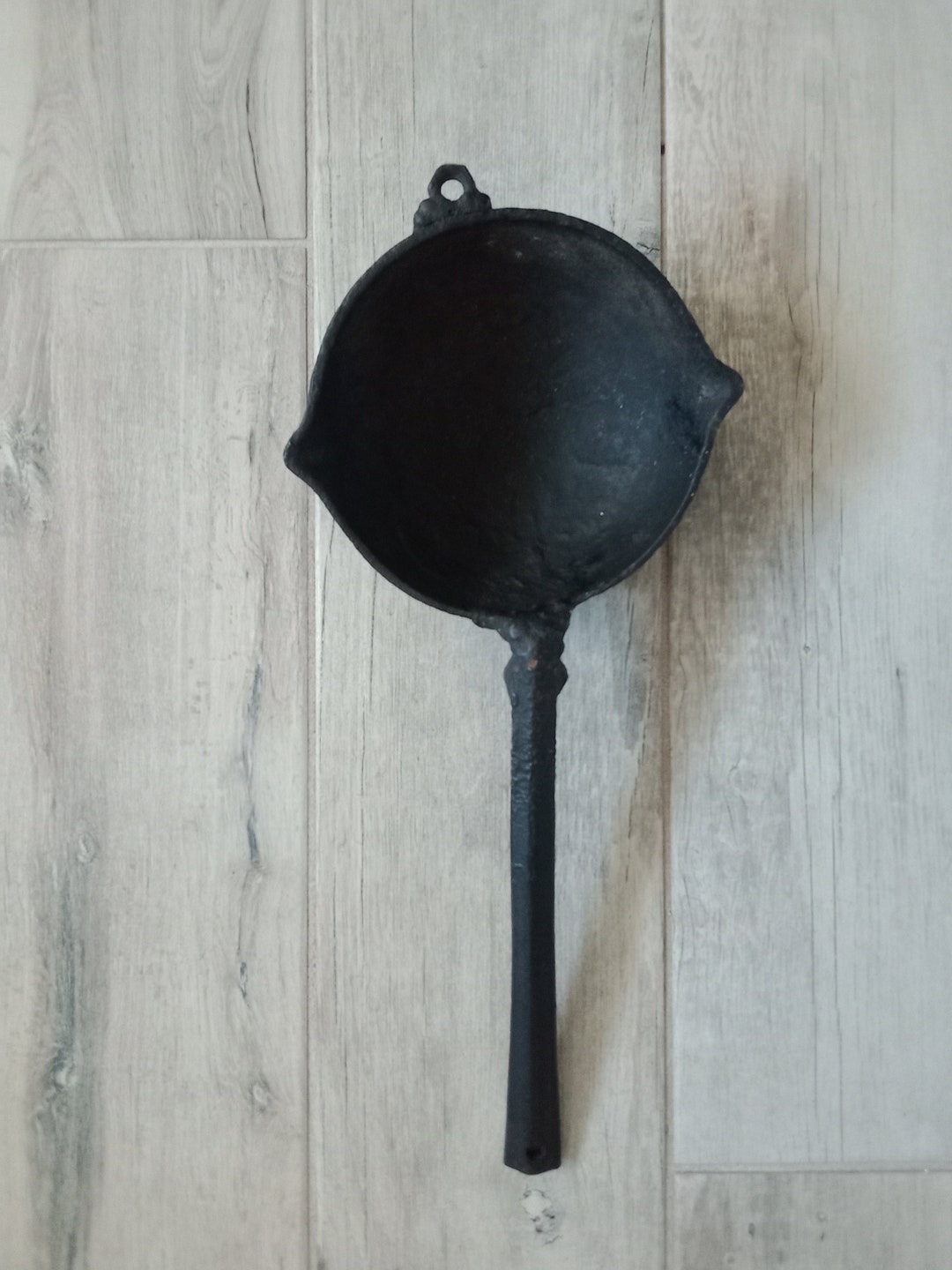 A Large Vintage Cast Iron Lead Casting Melting Dipper Smelting Ladle 2