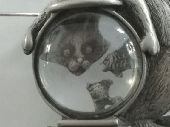Whimsical JJ Jonette Jewelry Cat & Fishbowl with … - image 2