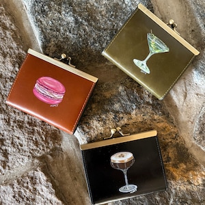 Custom Hand Painted Wallet / Leather Cocktail Cardholder / Artistic Must Have Gift