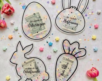 DIY Schüttelkarten Ostern Vorlage | Verpackung für Geldgeschenke & Gutscheine | Osterhase Wunscherfüller | Last Minute Geschenk Download