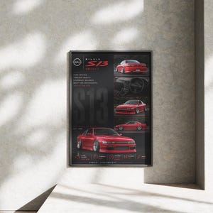 Nissan Silvia S13 Poster Digital Download, Printable JDM Wall Art, Nissan Garage Decor, Japanese Drift Car Print