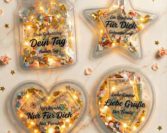 Shaker-kortpaket DIY-mall för födelsedagspengar, hjärtstjärneballongdesign (utskrivbar digital nedladdning), sista minuten-present, alla hjärtans dag