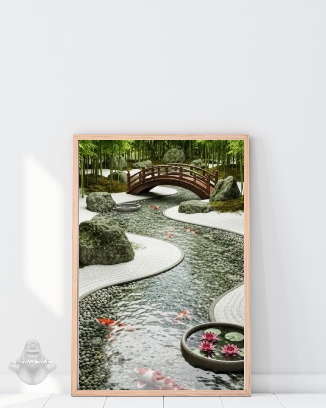 Zen Garden Wall Art | Japanese Bridge Koi Fish Print | Serene Bamboo ...