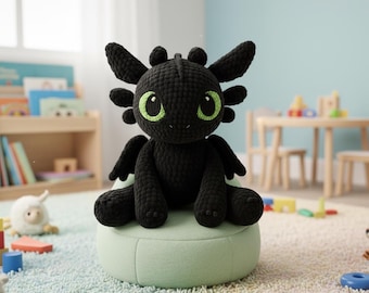 Dragon Amigurumi Crochet Pattern | Toothless-Inspired Night Fury PDF Plush
