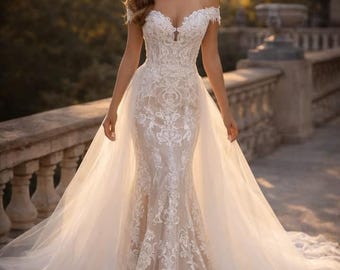Luxury Lace Bridal Gown, Vintage Style Wedding Dress