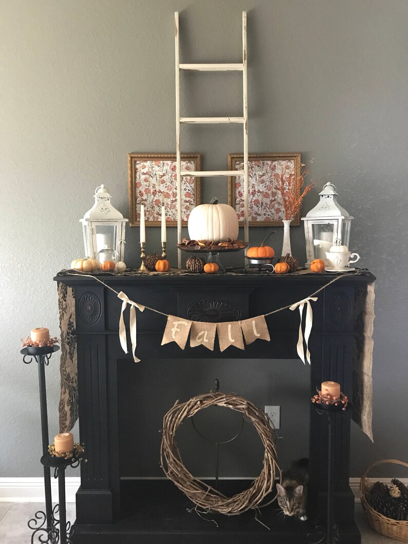 FALL BURLAP BANNER Hang on Your Porch or Fireplace Mantle Etsy