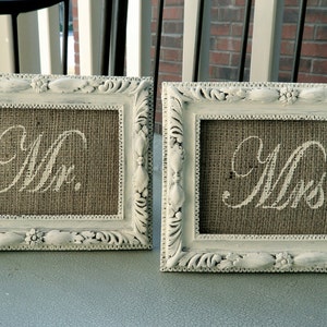 DHR. & MEVR. 4 x 6" Jute Wedding Sign INSERTS in Shabby Chic Cream - voor hoofdtafel of plaatskaarten - Frans land, schuur, rustiek, decor van het huis