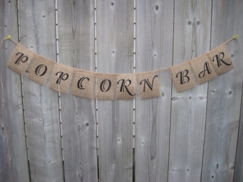POPCORN BAR Banner 3 X 4 on One Line Script Etsy