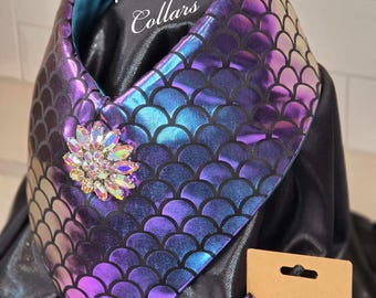 Iridescent Teal Blue/Purple v-collar with bows!