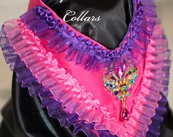 Triple Ruffle Pink/Purple Poodle Fashion V-Collar!