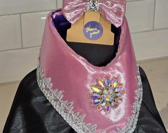 Pink satin fashion v-collar and bow!