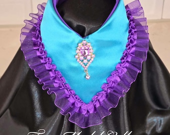 Classic Satin V-Collar Blue/Purple with Ruffle
