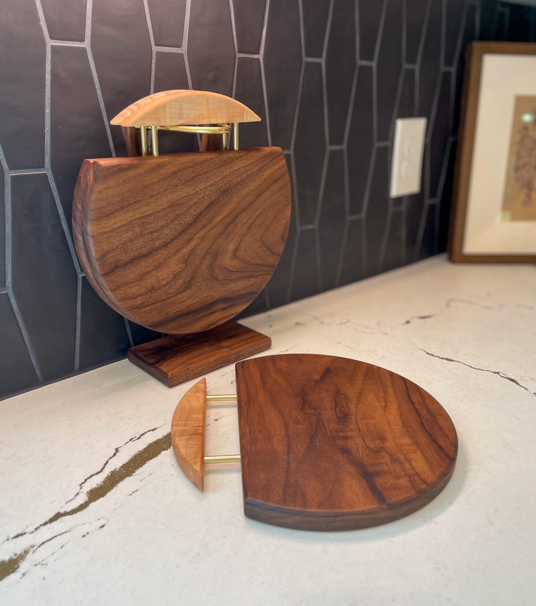Handmade Walnut Charcuterie Board With Maple Handle | Modern Heirloom ...