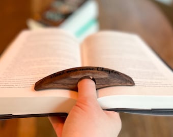Personalized Walnut Book Page Holder | Wooden Thumb Page Holder | Handmade Book Holder for Reading | Custom Initial Gift