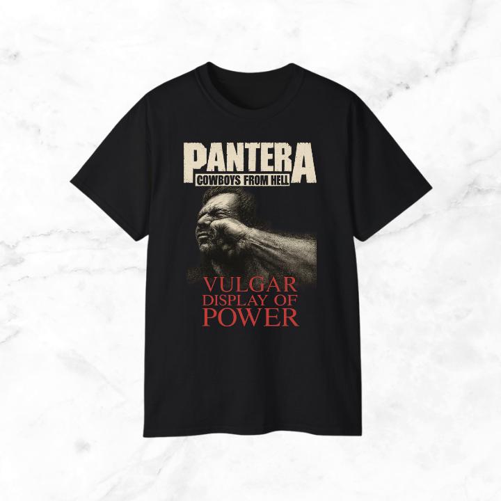 Pantera Vulgar Display of Power Adult Cotton Black T-shirt Unisex
