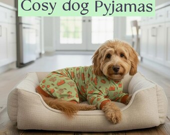 Pumpkin Pie Print Dog Pajamas: Soft Polyester Pet Sleepwear