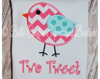 Two Tweet Appliqued Bird Shirt or Boydsuit